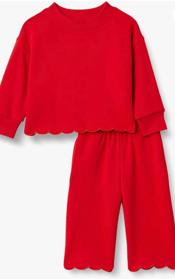 Holiday Scalloped Sweatshirt Set