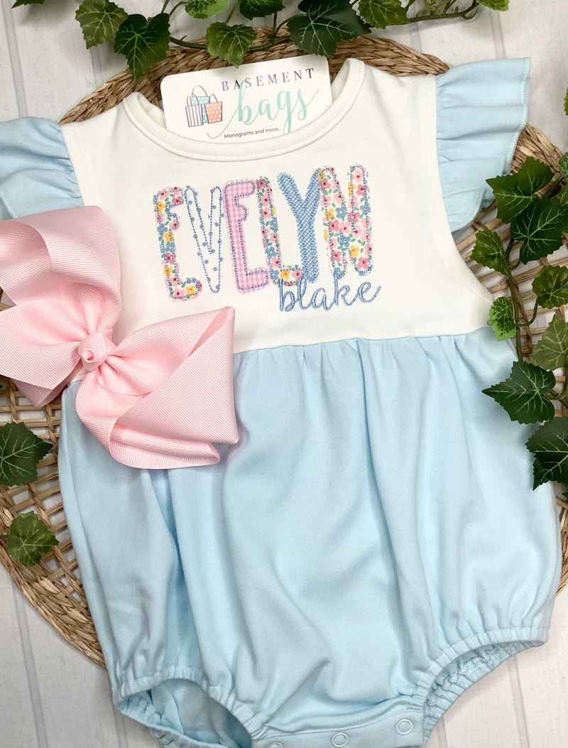 Flutter Sleeve Romper (applique name)