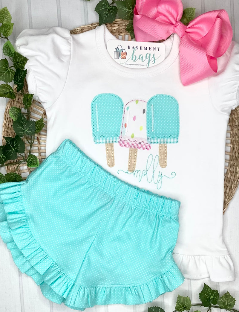 Popsicle Paradise Ruffled Shorts & Shirt Set