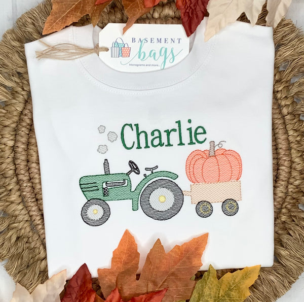 Vintage Tractor & Pumpkin Trailer