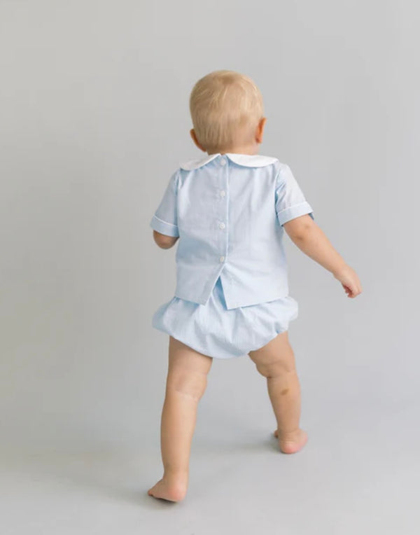 Custom Hand Smocked Name: Boy Diaper Set/Romper/Shorts Set