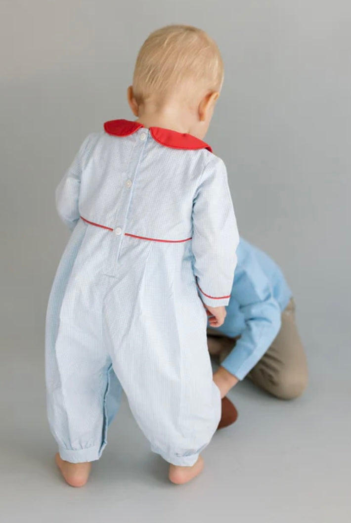 Custom Hand Smocked Name: Boy Diaper Set/Romper/Shorts Set