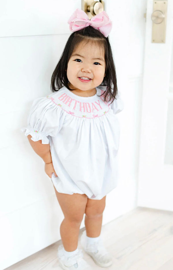 Hand Smocked Birthday Girl Bubble/Dress