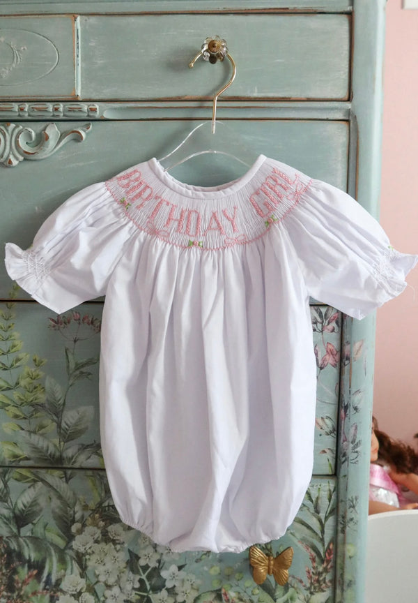 Hand Smocked Birthday Girl Bubble/Dress