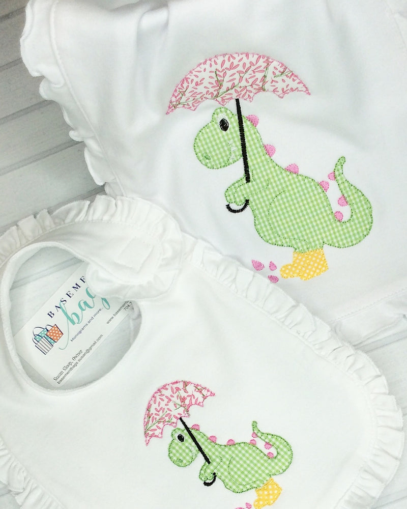 Rainy Day Dinosaur Bib and Burp Set