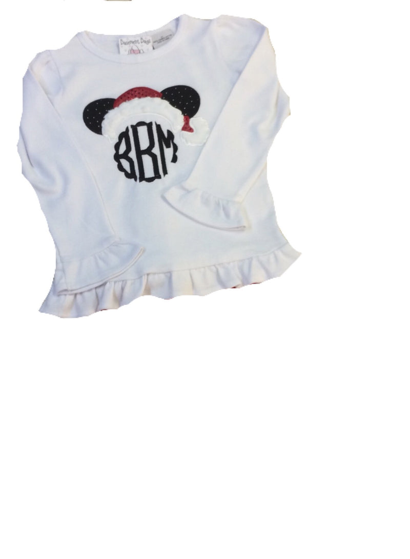 Girl Mouse  Santa Ruffle Pants Set