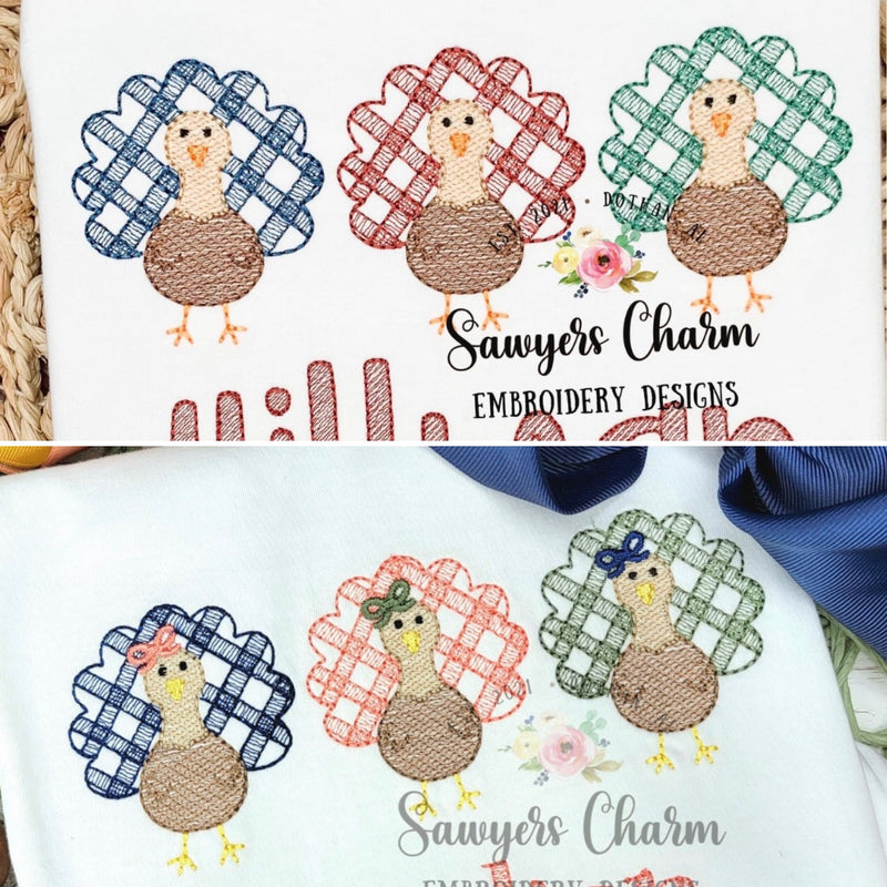 Gingham Turkey Trio