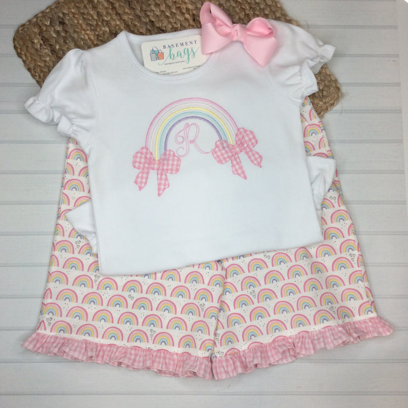 Rainbow  Ruffled Shorts & Shirt Set