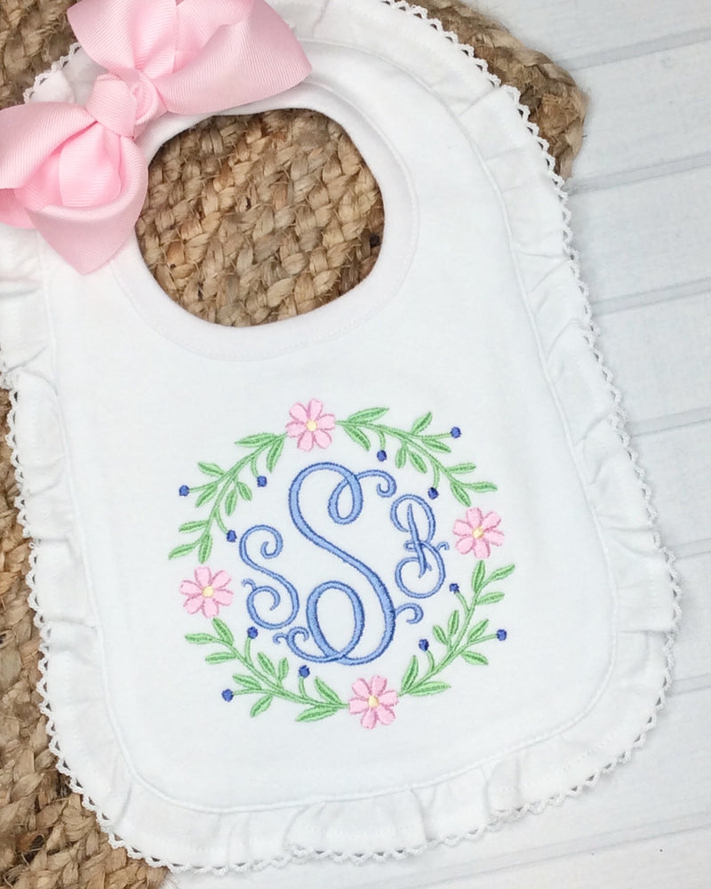 Picot Edge Ruffled Bib and Burp