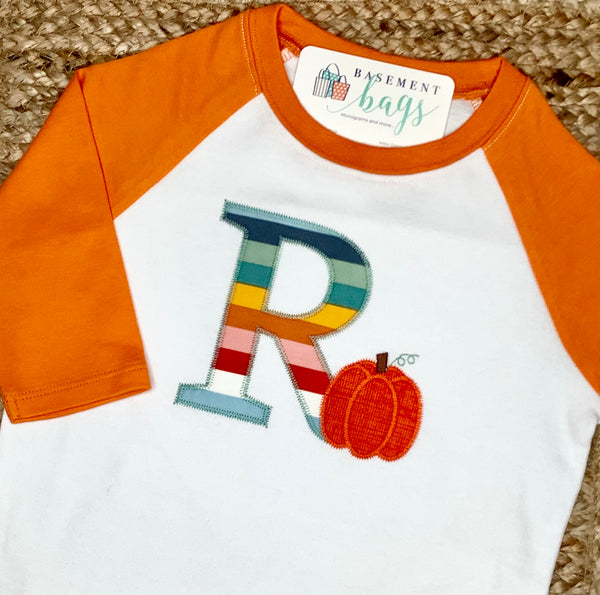 Pumpkin Initial Shirt