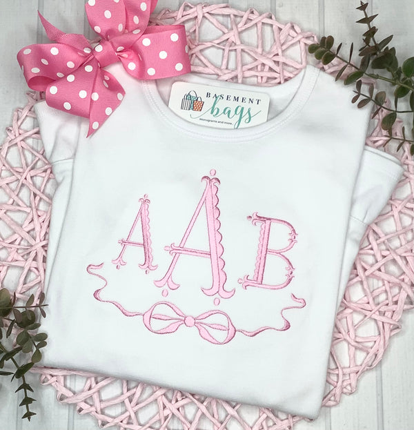 Bow Embellished Fancy Monogram