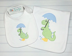 Rainy Day Dinosaur Bib and Burp Set