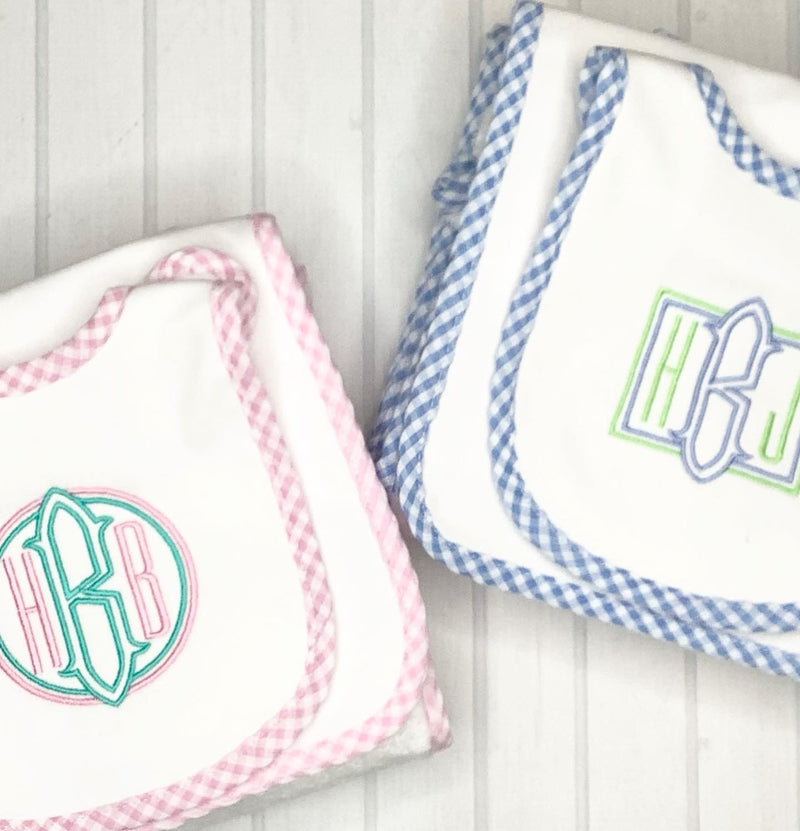 Gingham Trimmed Personalized Baby Gift Set