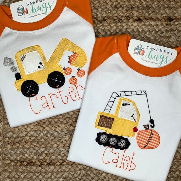 Pumpkin Construction Equipment Shirts