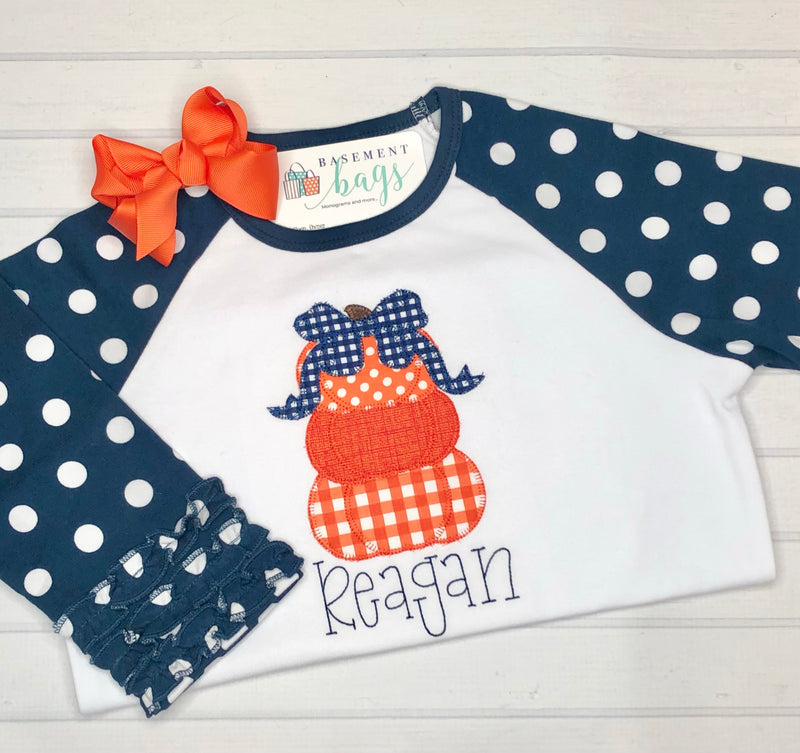 Polka Dot Triple Ruffle Raglan Tee