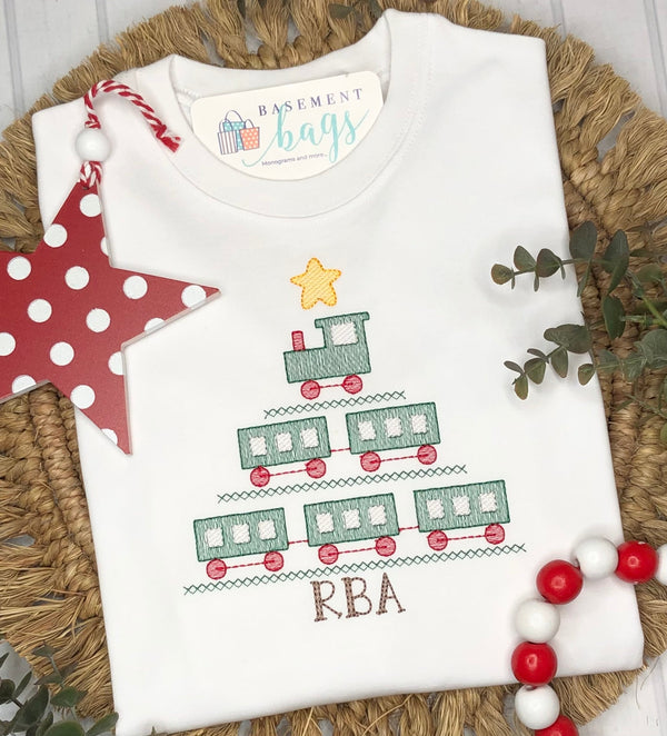 Stacked Trains Christmas Tree Shirt