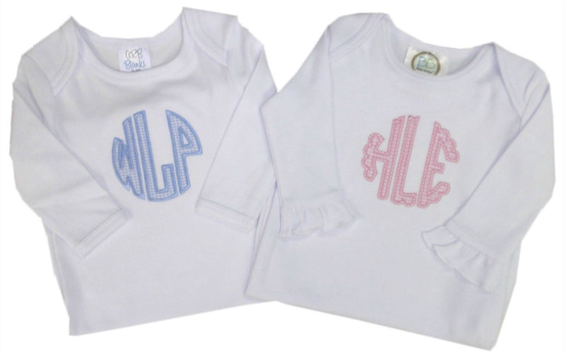 Monogrammed Infant Gown (appliqué monogram)