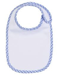 Baby Bib-Plain with monogram and gigham trim