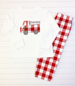 Christmas Firetruck Pants Set