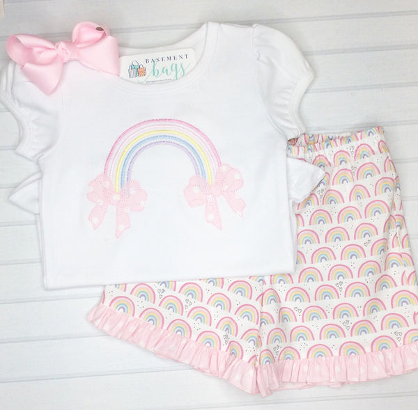 Rainbow  Ruffled Shorts & Shirt Set