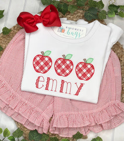 Gingham Apples Shorts Set