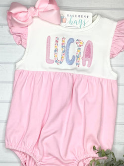 Flutter Sleeve Romper (applique name)