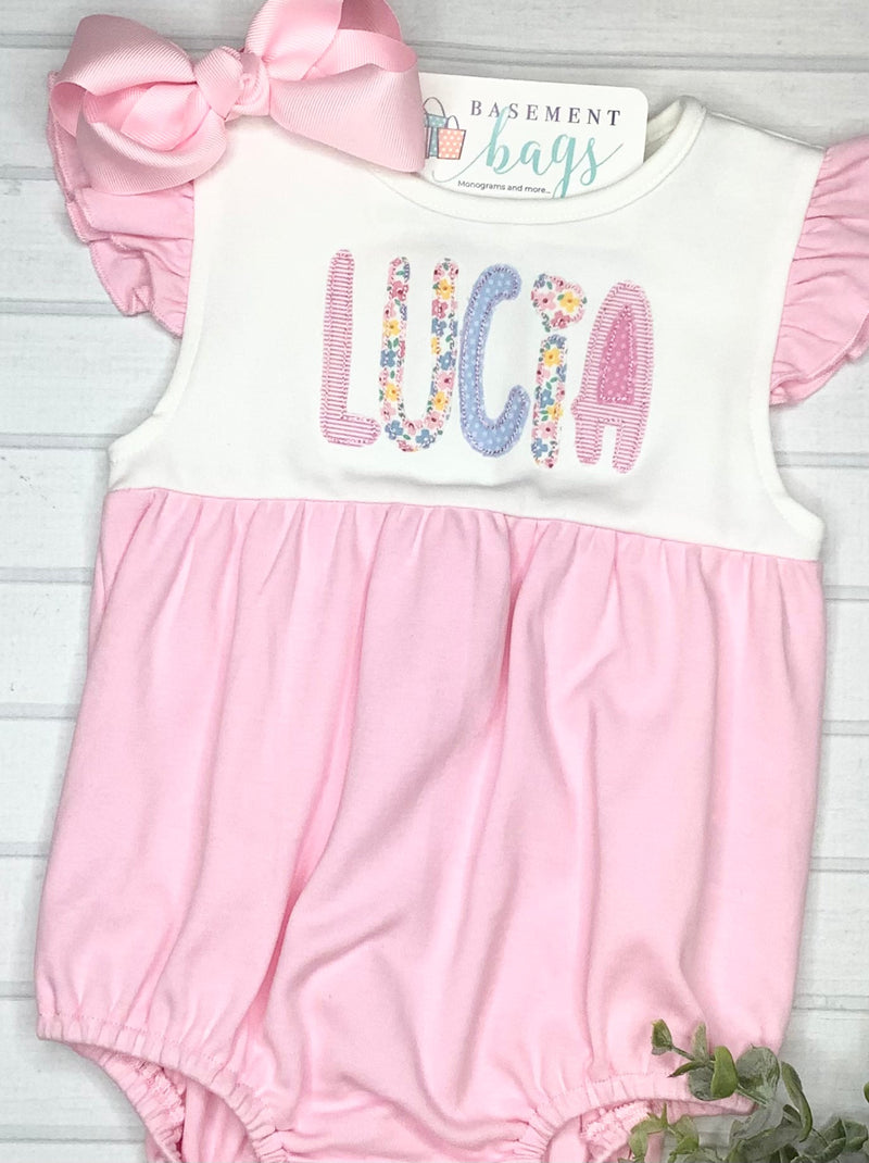 Flutter Sleeve Romper (applique name)
