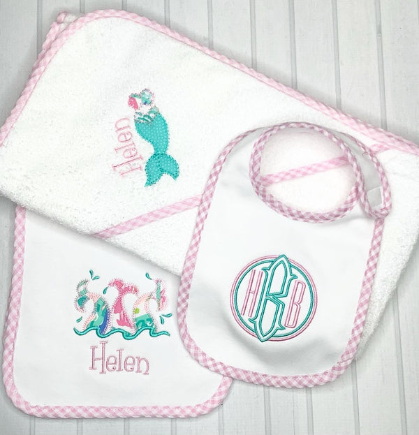 'Whales/Mermaid’ Personalized Baby Gift Set