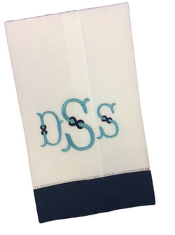 Two Tone Monogrammed Hemstitch Guest Towels
