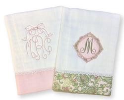 Pretty in Pink Personalzied Burp Cloth Set (2)