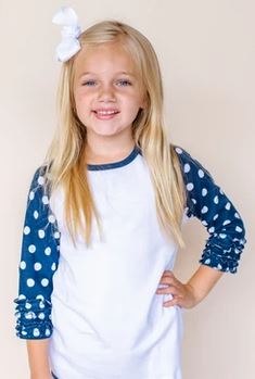 Polka Dot Triple Ruffle Raglan Tee