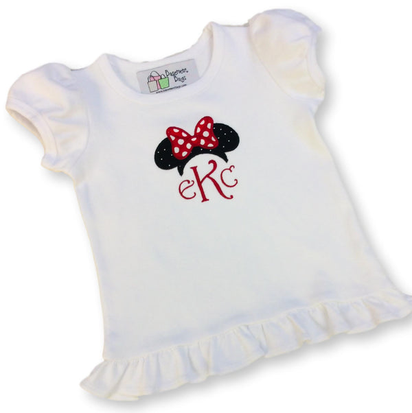 Girl Mouse Monogram Topper Tee