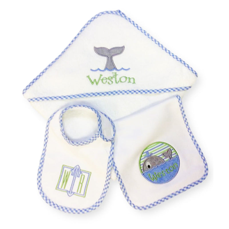 Gingham Trimmed Personalized Baby Gift Set